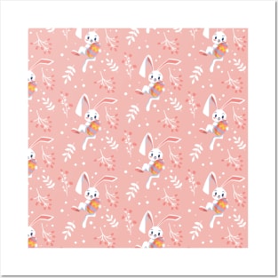 Easter Holiday Egg Hunt Bunny Cute Leaves Gift Posters and Art